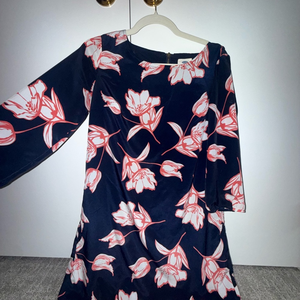 Old Navy Pink and Blue Dress with Long Sleeves